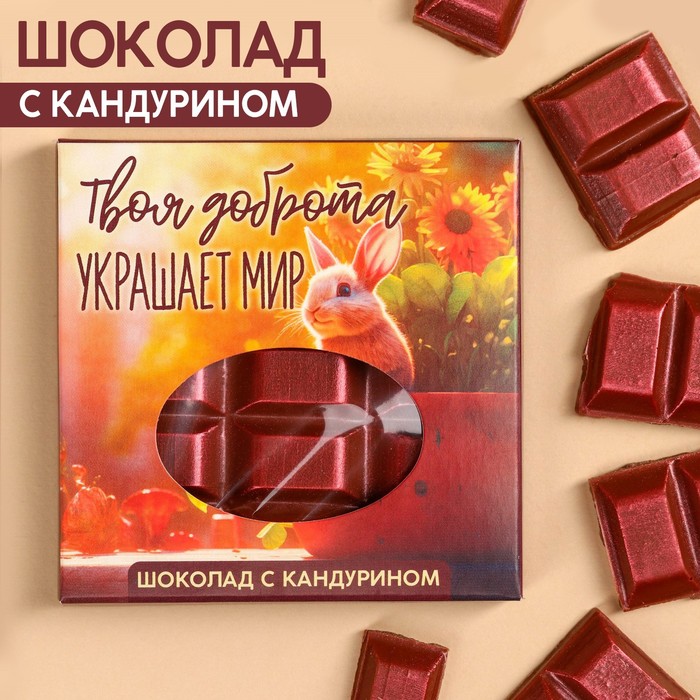 

Шоколад «Твоя доброта украшает мир» с красным кандурином, 50 г.