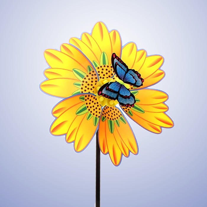 Ветерок "Цветок" с бабочкой, цвета МИКС