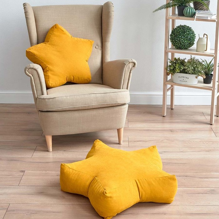 Декоративная подушка «Старс», размер 65х65х20 см, цвет жёлтый подушка декоративная старс размер 55х55х12 см цвет светло розовый