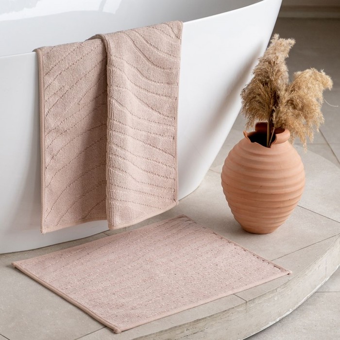 Комплект ковриков для ванны «Орта», размер 50x60 cм, 60x100 см, цвет пыльно-розовый