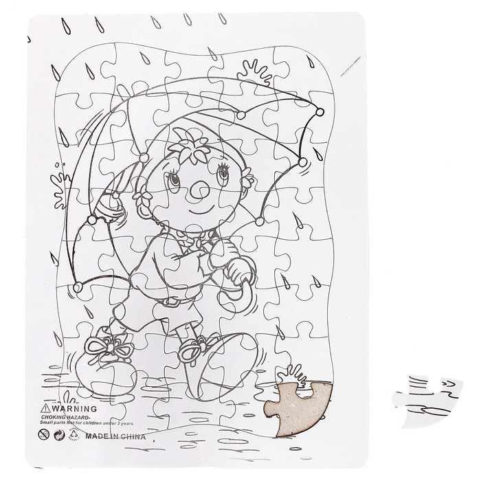 Раскраска-пазл "Под дождем" картинка 40 элементов