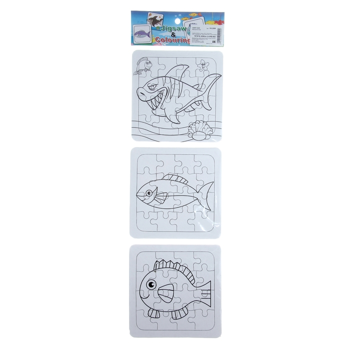 Раскраска-пазл "Морские обитатели" 3 картинки по 16 элементов