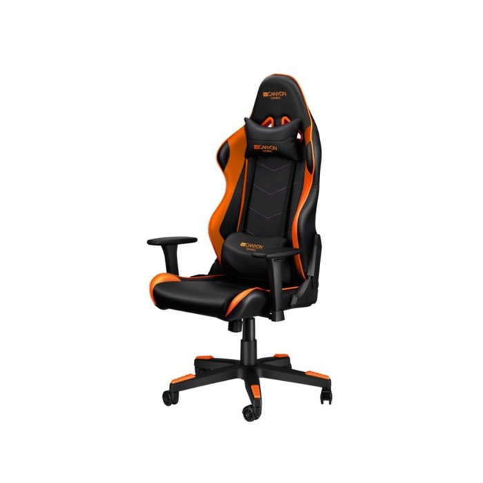 Кресло игровое Canyon Argama GС-4AO, 150 кг, 3D подлокотники, экокожа, чёрно-оранжевое игровое кресло aerocool ac120 air bo черно оранжевое с перфорацией до 150 кг размер см шхгхв 70х55х124 132