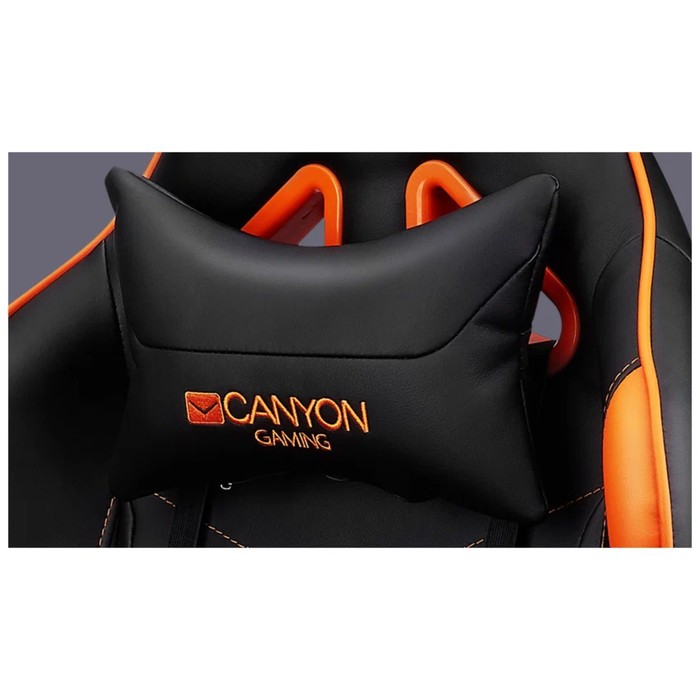 фото Кресло игровое canyon argama gс-4ao, 150 кг, 3d подлокотники, экокожа, чёрно-оранжевое