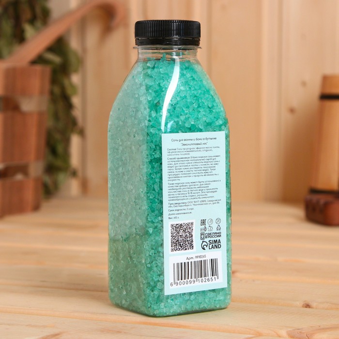 фото Соль для ванны и бани в бутылке "эвкалиптовый лес" 600 г добропаровъ
