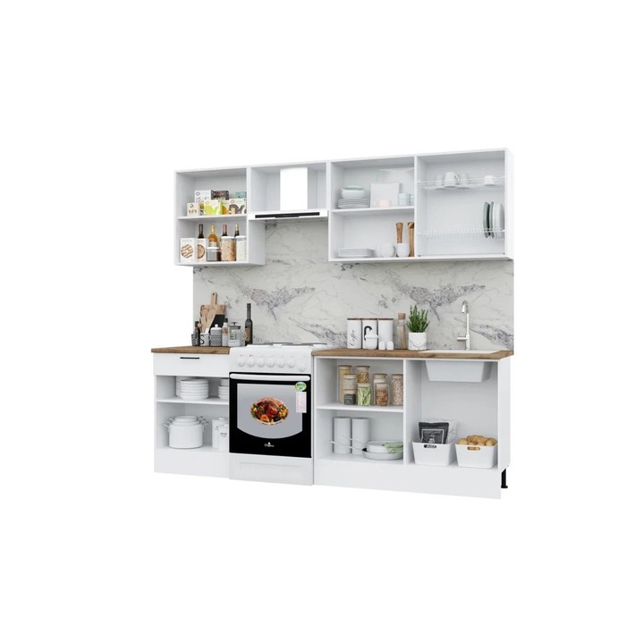 

Кухонный гарнитур Paola 2400, 60х240см, ЛДСП, белый