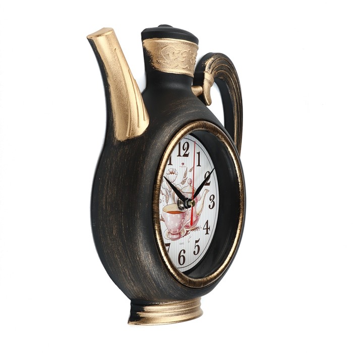 

Часы настенные, интерьерные: Кухня, "Чайник", бесшумные, 26.5 х 24 см, корпус черный с медью 1011261