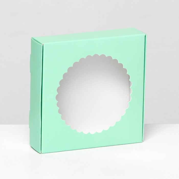 Подарочная коробка сборная с окном, зелёный, 11,5 х 11,5 х 3 см подарочная коробка сборная с окном зелёный 11 5 х 11 5 х 3 см