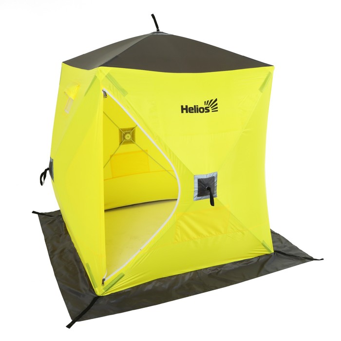 фото Палатка зимняя helios "куб", 1.5 х 1.5 м, цвет жёлтый/серый (hs-wsc-150yg)