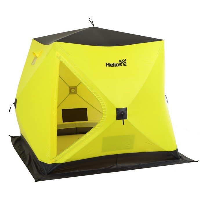 фото Палатка зимняя утепленная helios "куб", 1.75 х 1.75 м, цвет желтый/серый (hs-wsci-175yg)