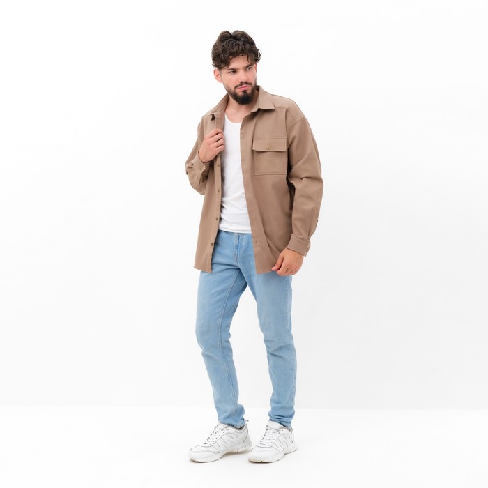 фото Рубашка мужская mist oversize размер 54, бежевый