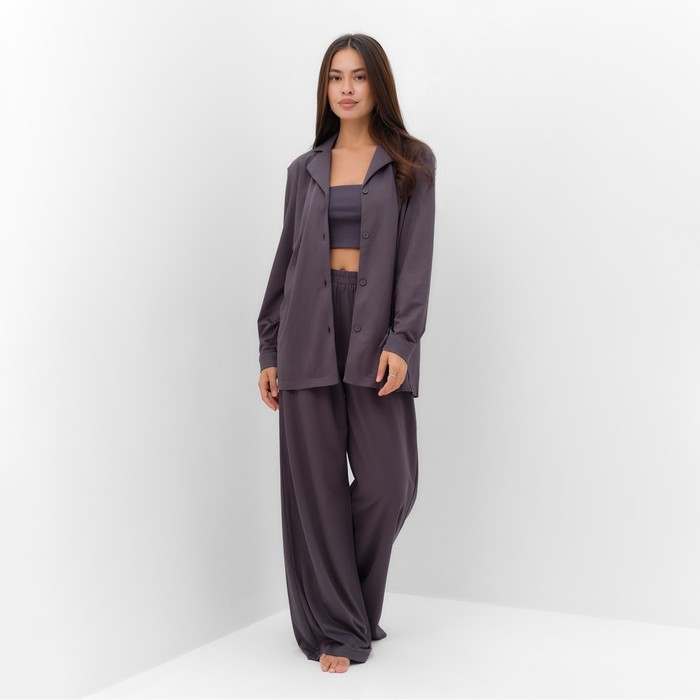 

Комплект женский (рубашка, брюки, топ) KAFTAN "Base" р. 44, графит