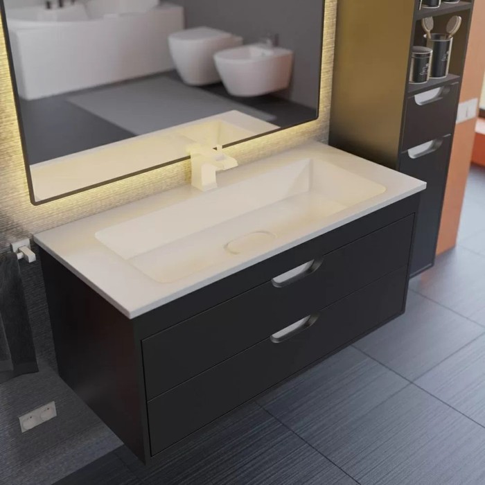 

Тумба под раковину Uperwood Modul 100 см, подвесная, матовая, чёрная