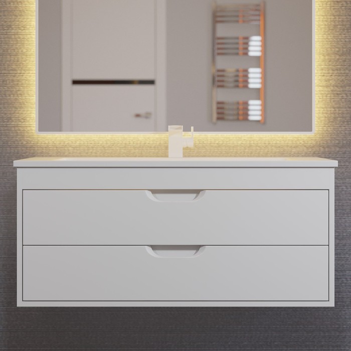 

Тумба с раковиной Uperwood Modul 100 см, подвесная, матовая, белая