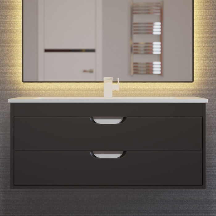 

Тумба с раковиной Uperwood Modul 100 см, подвесная, матовая, чёрная