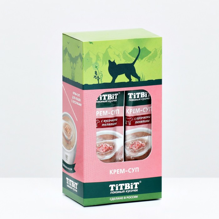 Лакомство крем-суп TitBit для кошек с кусочками телятины, 10 г