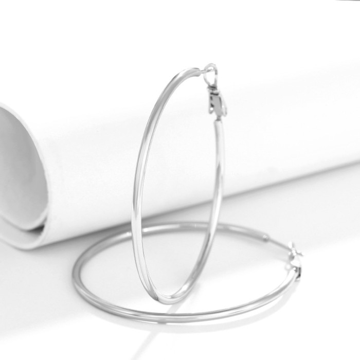 Серьги-кольца XUPING классика, d=4 см, цвет серебро