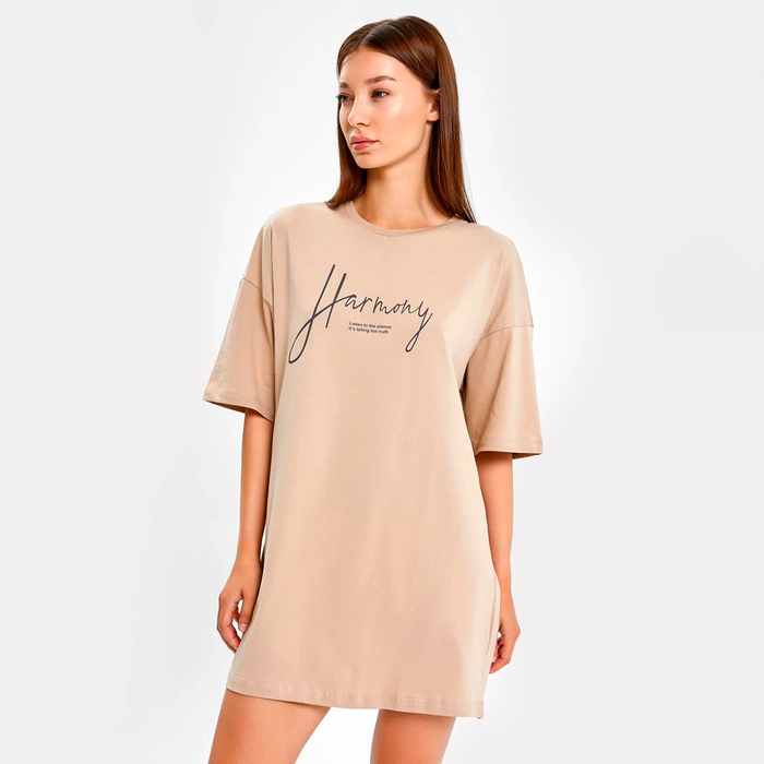 

Туника (платье домашнее) женская, цвет бежевый, размер 50 (XL)