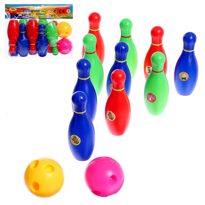 Набор «Боулинг», 10 кеглей, 2 шара боулинг yako toys 6 кеглей и 2 шара минимания ф85553