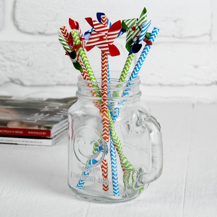 Трубочки для коктейля (набор 6 шт) "Полоски" цвета МИКС