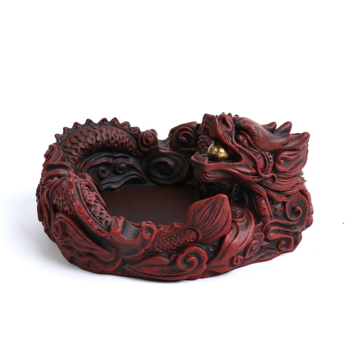 Пепельница Китайский дракон, 12.4 х 13.7 х 7.6 см, коричневая