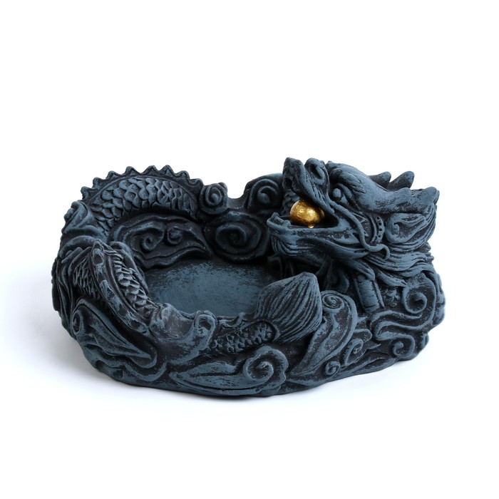 Пепельница Китайский дракон, 12.4 х 13.7 х 7.6 см, синяя