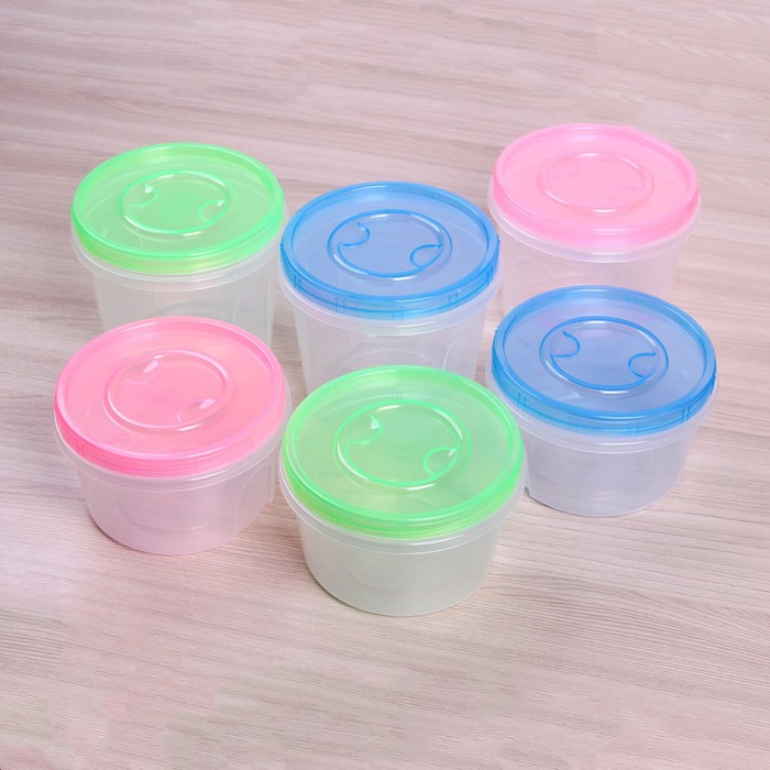 Набор пищевых контейнеров 15х14 см с крышками "Воздушность", 2 шт, цвет МИКС