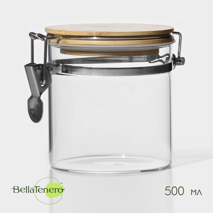 Банка стеклянная для сыпучих продуктов с бугельным замком BellaTenero «Эко», 500 мл, 10×10,3 см банка стеклянная для сыпучих продуктов с бугельным замком magistro эко 500 мл 10×10 3 см
