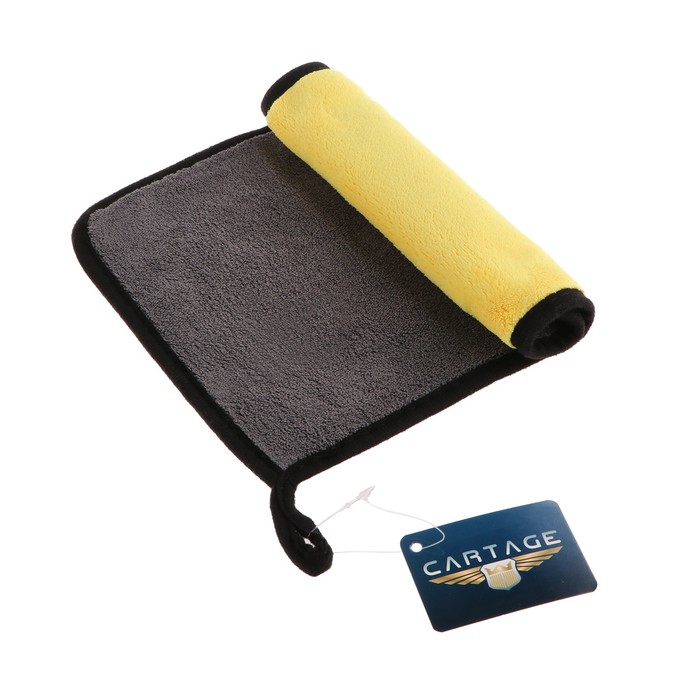 Тряпка для автомобиля CARTAGE, микрофибра, 800 г/м², 30×20 cм, желто-серая полотенце для автомобиля luxauto двустороннее автополотенце тряпка для авто микрофибра