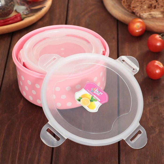 Набор пищевых контейнеров "Горошек" 3 шт 13х5,5/14х6,5/16х7,5 см, цвета МИКС