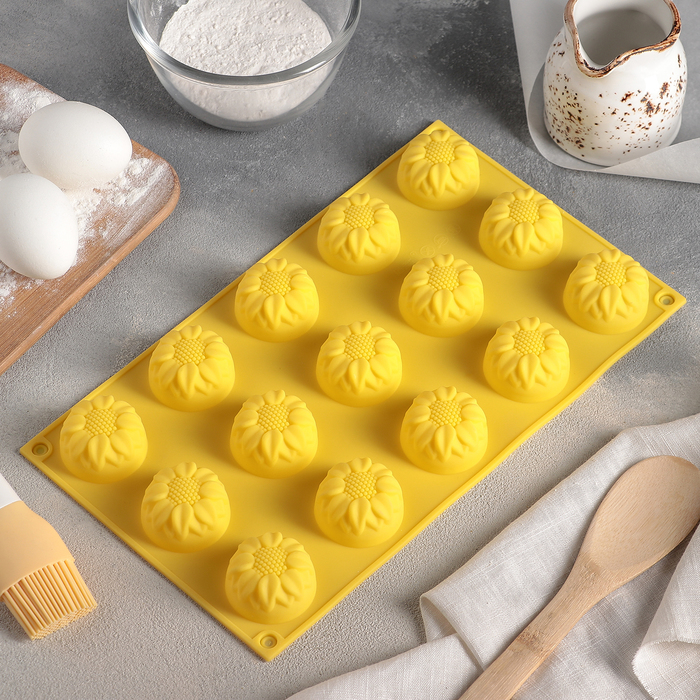 Форма для выпечки "Подсолнух", 15 ячеек, цвета МИКС