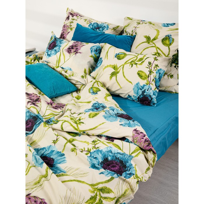 

Постельное бельё 1.5 сп с простынёй на резинке, размер 140x200x20 см, 146x215 см, 70x70 см - 2 шт