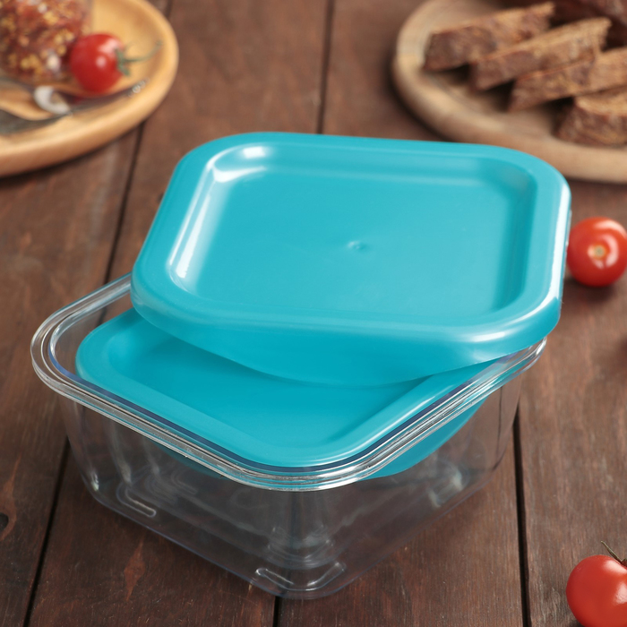 Набор пищевых контейнеров с крышками "Стандарт. Квадрат", 3 шт: 17,5х8 см (800 мл); 15,5х6,5 см (400 мл); 12х4 см (200 мл), цвет МИКС