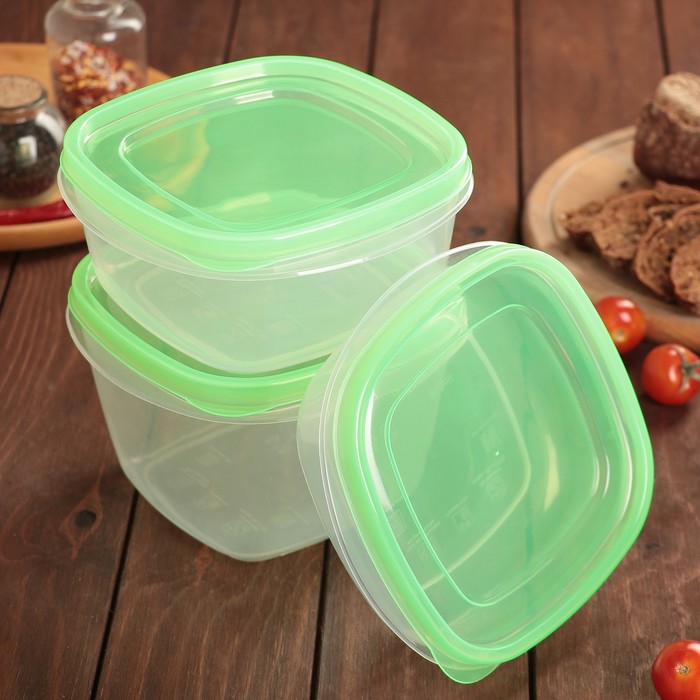 Набор пищевых контейнеров 18х16 см с крышками "Воздушность", 3 шт, цвет МИКС