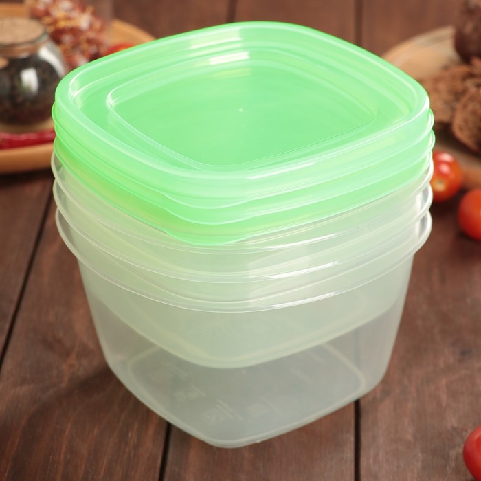 Набор пищевых контейнеров 18х16 см с крышками "Воздушность", 3 шт, цвет МИКС