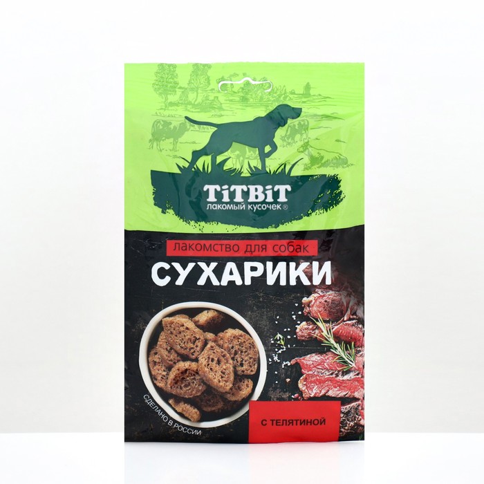 

Лакомство TitBit сухарики с телятиной для собак, 55 г
