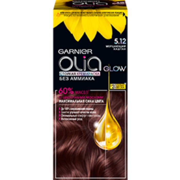 Крем-краска для волос Garnier Olia, тон 5.12 мерцающий каштан