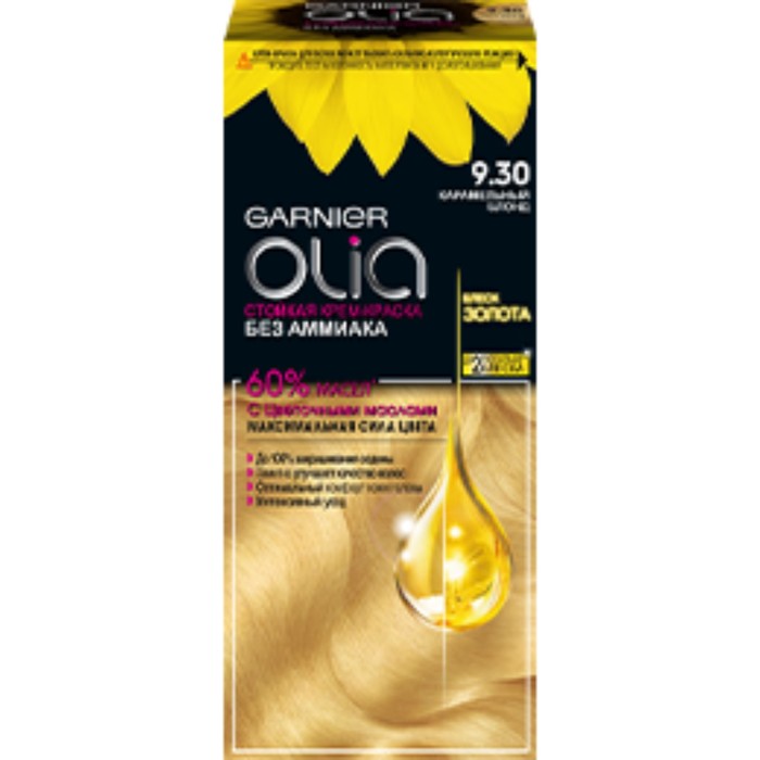 

Крем-краска для волос Garnier Olia, тон 9.30 карамельный блонд