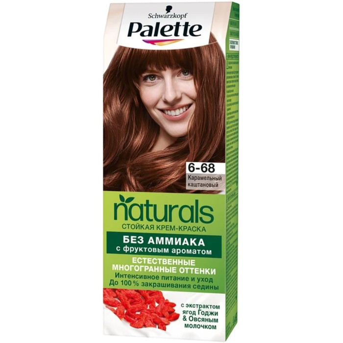 Краска для волос Palette Naturals, 6-68 карамельный каштановый, 110 мл palette фитолиния 568 карамельный каштановый 110 мл