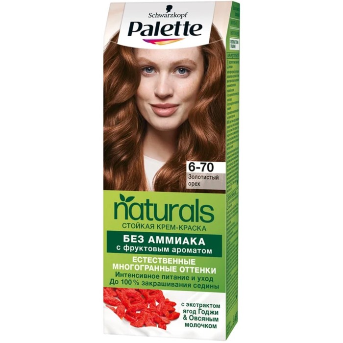 Краска для волос Palette Naturals, 6-70 золотистый орех, 110 мл