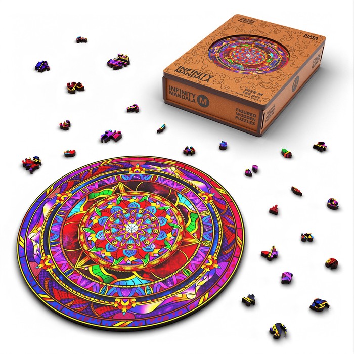 

Пазл фигурный деревянный Infiniti Mandala, размер 22х22 см, 166 деталей