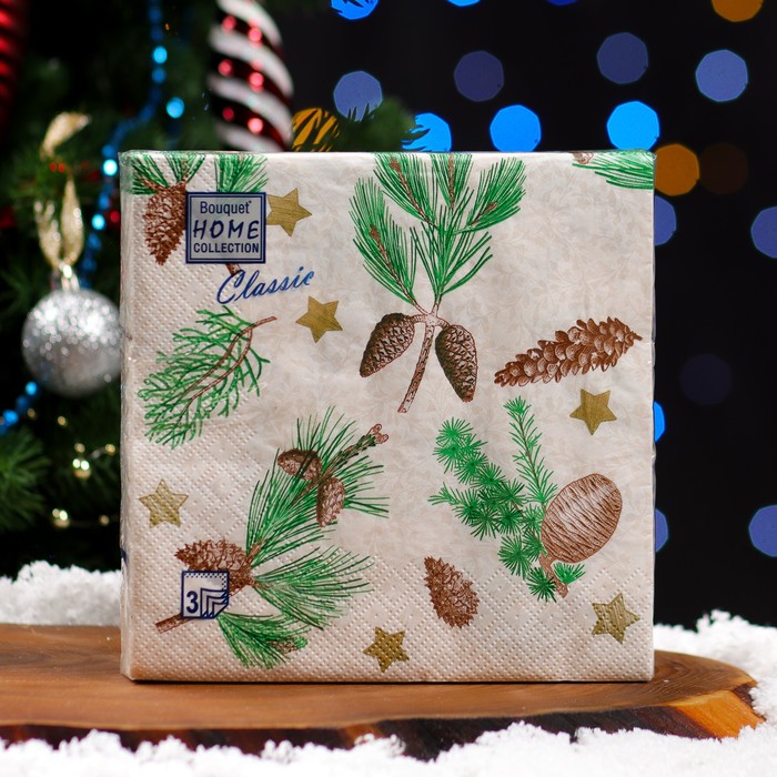 

Салфетки бумажные Home Collection «Новогодний натюрморт», 3 слоя, 33х33, 20 шт.