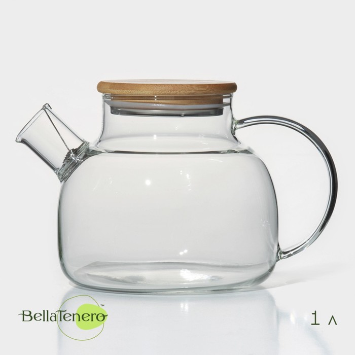 Чайник заварочный стеклянный с бамбуковой крышкой и металлическим фильтром BellaTenero «Эко», 1 л чайник стеклянный заварочный с бамбуковой крышкой и металлическим фильтром эко бабл 1 2 л 20×15×19 см