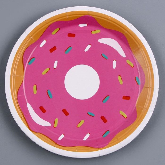 Тарелка бумажная «Пончик», в наборе 6 шт. тарелка бумажная панда с шариками в наборе 6 шт