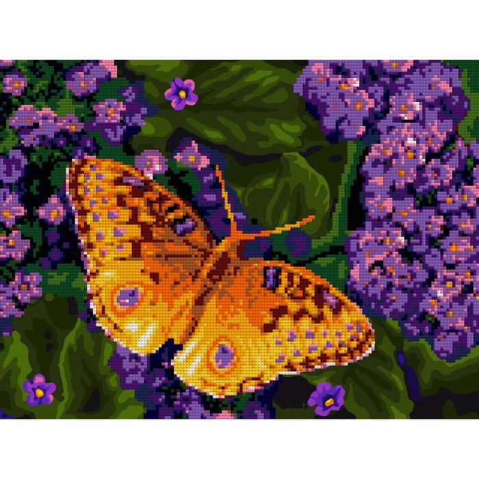 

Алмазная мозаика, 30 × 40 см, частичное заполнение «Фиолетовые цветочки»