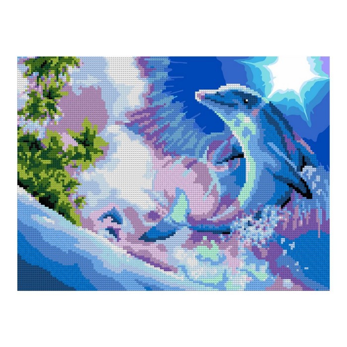 

Алмазная мозаика, 30 × 40 см, частичное заполнение «Радостный дельфин»