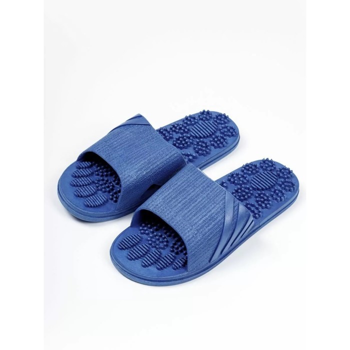 Тапочки с массажным эффектом, открытый нос, размер 38-39, цвет голубой