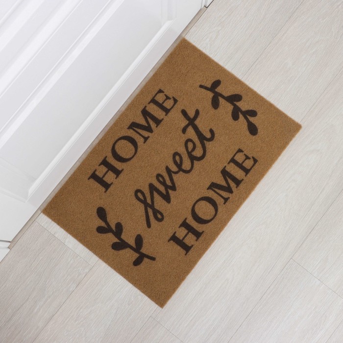 фото Коврик придверный влаговпитывающий доляна sweet home, без окантовки, 40×60 см,цвет бежевый
