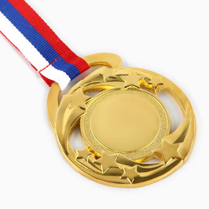 фото Медаль под нанесение 185 «звезды» диам 5 см. цвет зол. с лентой командор