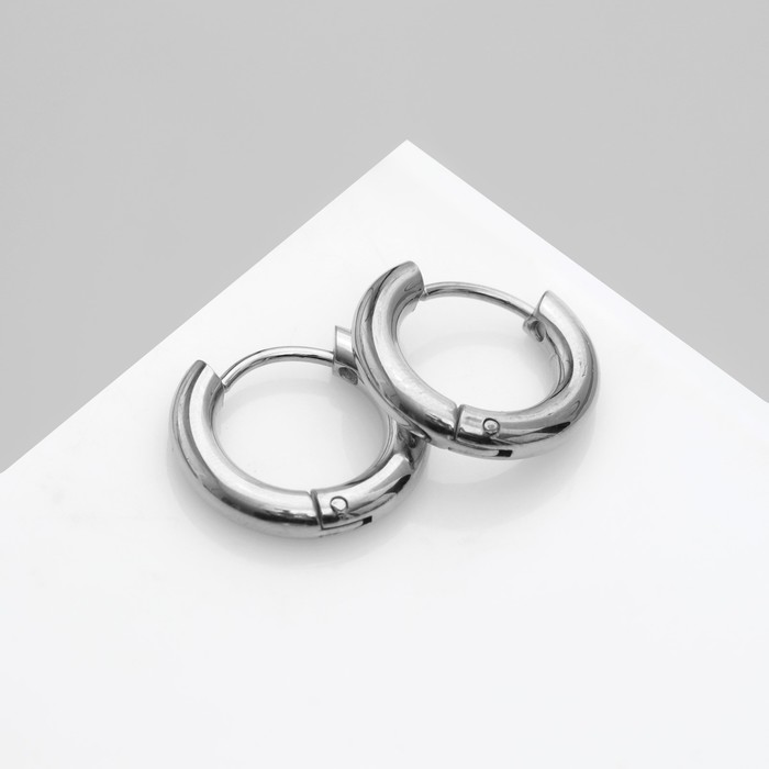 Серьги-кольца «Стальные» d=1,3 см, цвет серебро